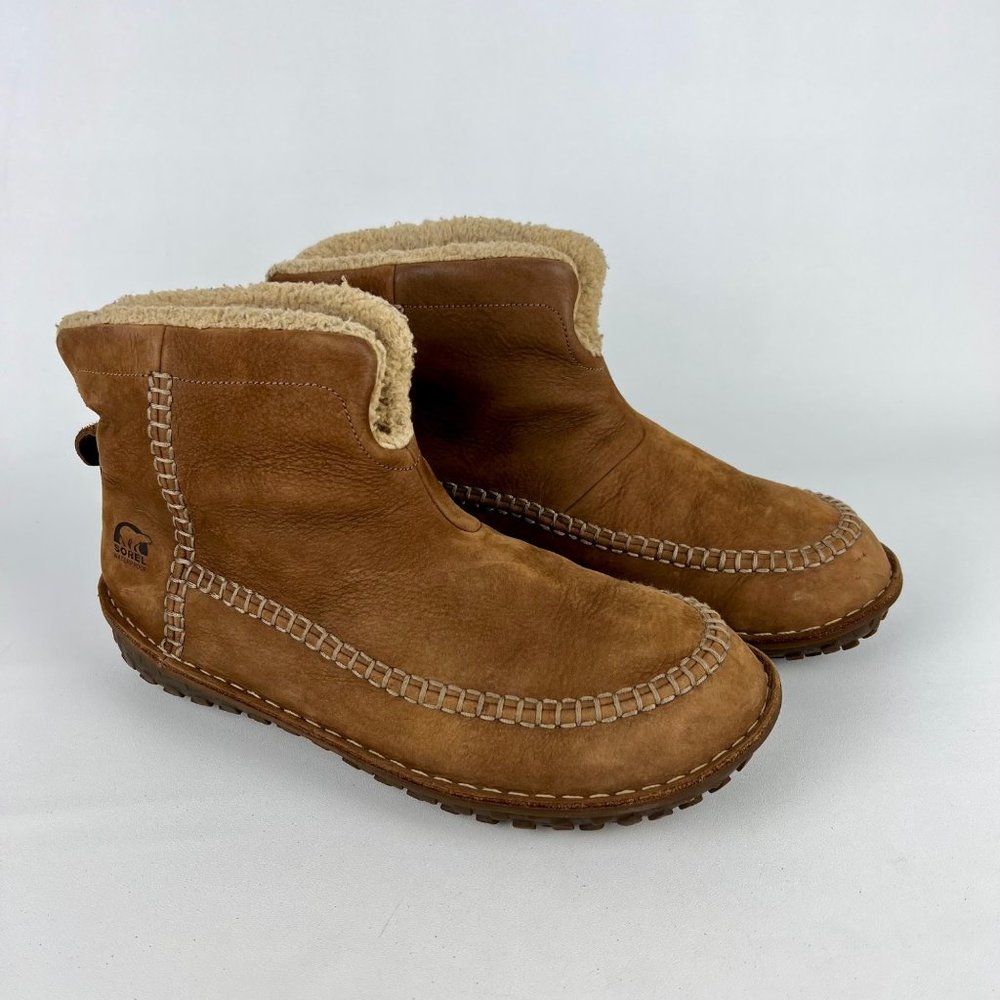Sorel Bota Bag Mens Winter Snow Ankle Boots Brown Waterproof Leather size 10.5